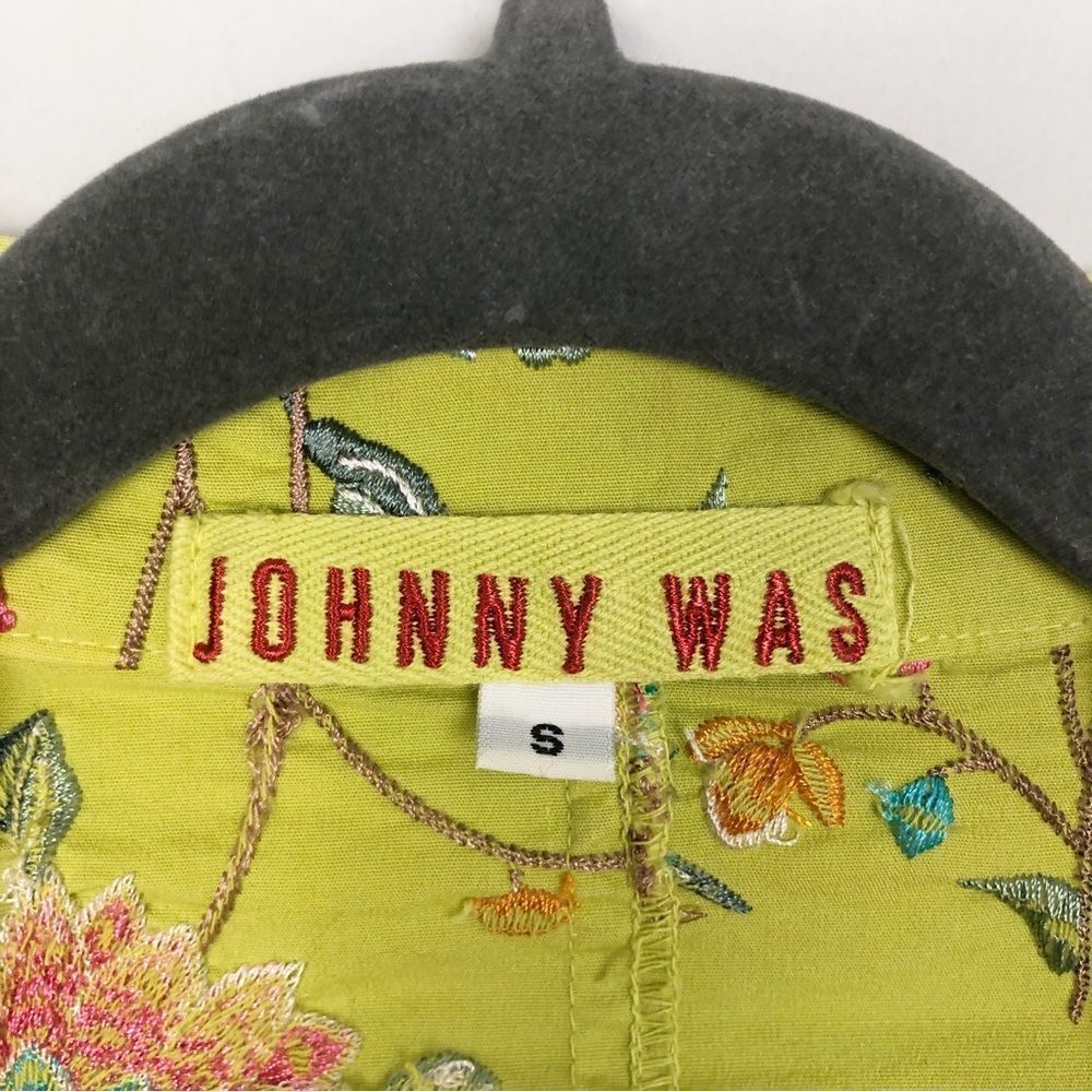 JOHNNY WAS | Embroidered Lime Green Floral Blazer Jacket Women’s Size Small - Picture 7 of 10